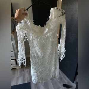 Long sleeve white lace dress
